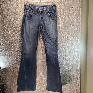 True Religion Women Blue Flare Denim Jeans Sz 28X32.5 Inseam